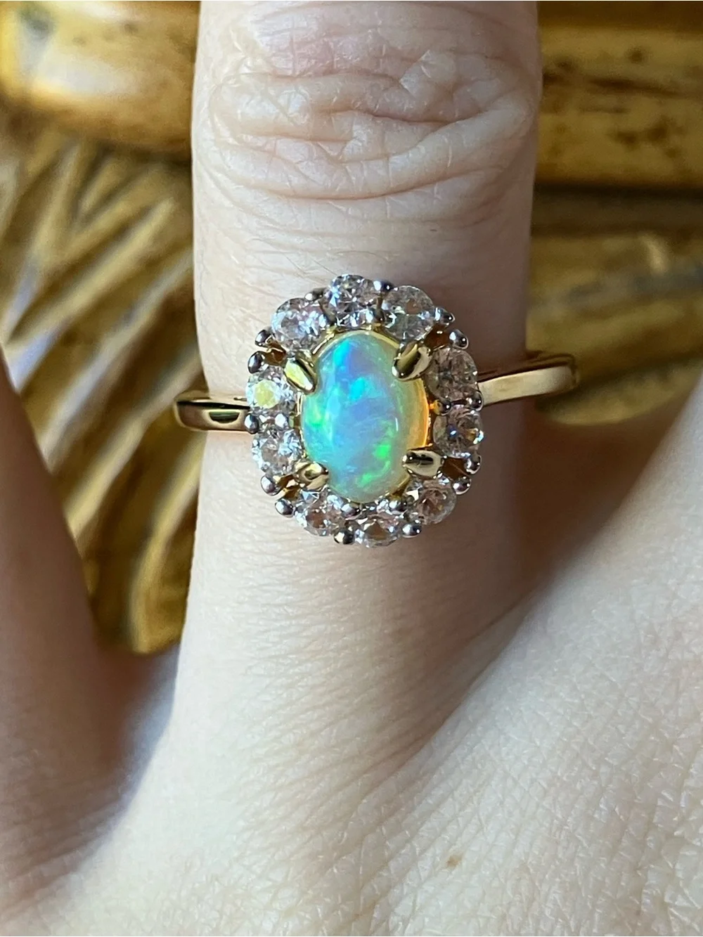 Natural Ethiopian Honey Opal Sterling Silver Ring Size 6.75